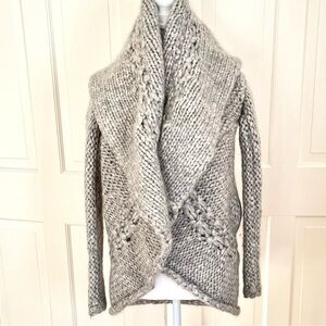 Ermanno Scervino gray mohair chunky knit long cardigan 42